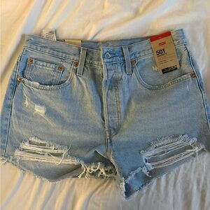 Levi's Women's Distressed Light Blue Jean Shorts